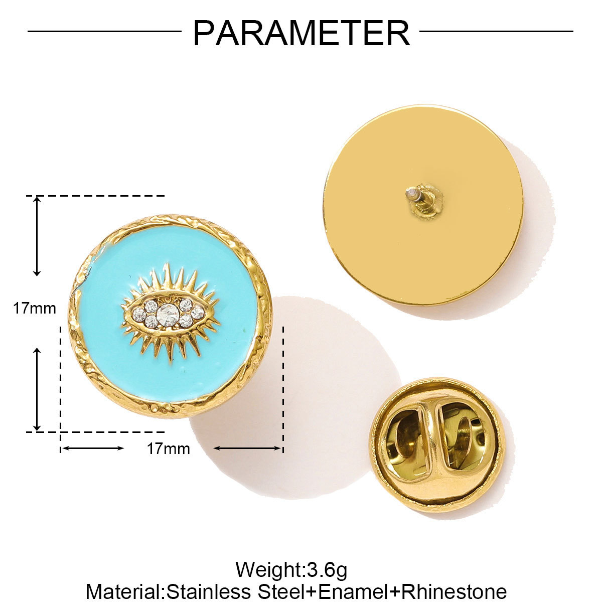 6pcs/pack Fashion Stainless Steel Enamel Plam Tree Love Heart Brooch Crab Luck Eye Starfish Jewelry Pin For Women Daily Wear