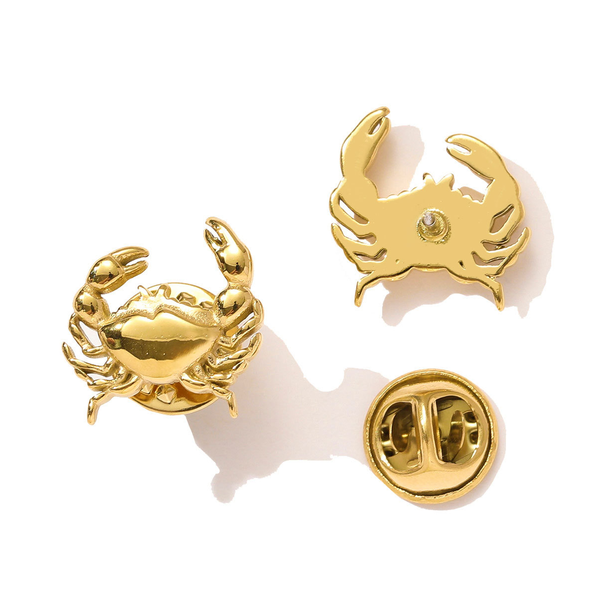 6pcs/pack Fashion Stainless Steel Enamel Plam Tree Love Heart Brooch Crab Luck Eye Starfish Jewelry Pin For Women Daily Wear