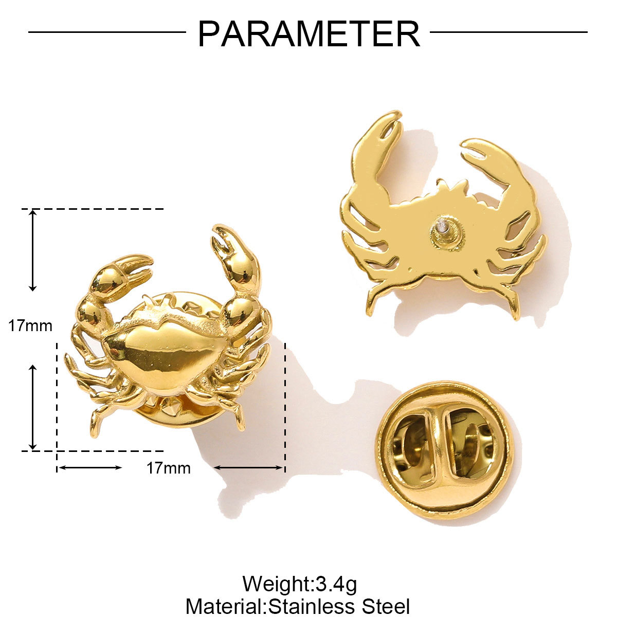 6pcs/pack Fashion Stainless Steel Enamel Plam Tree Love Heart Brooch Crab Luck Eye Starfish Jewelry Pin For Women Daily Wear