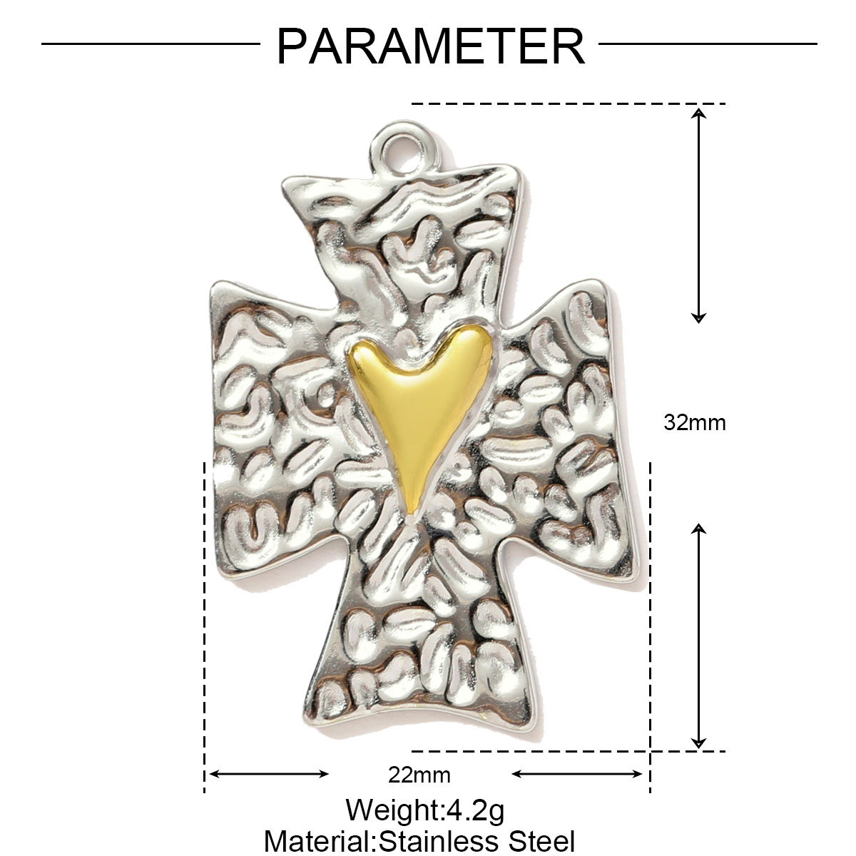 6pcs/pack Stainless Steel Two Tone Love Heart Cross Necklace Pendant Hamsa Hand DIY Earring Charm Women Flower Jewelry Wholesale
