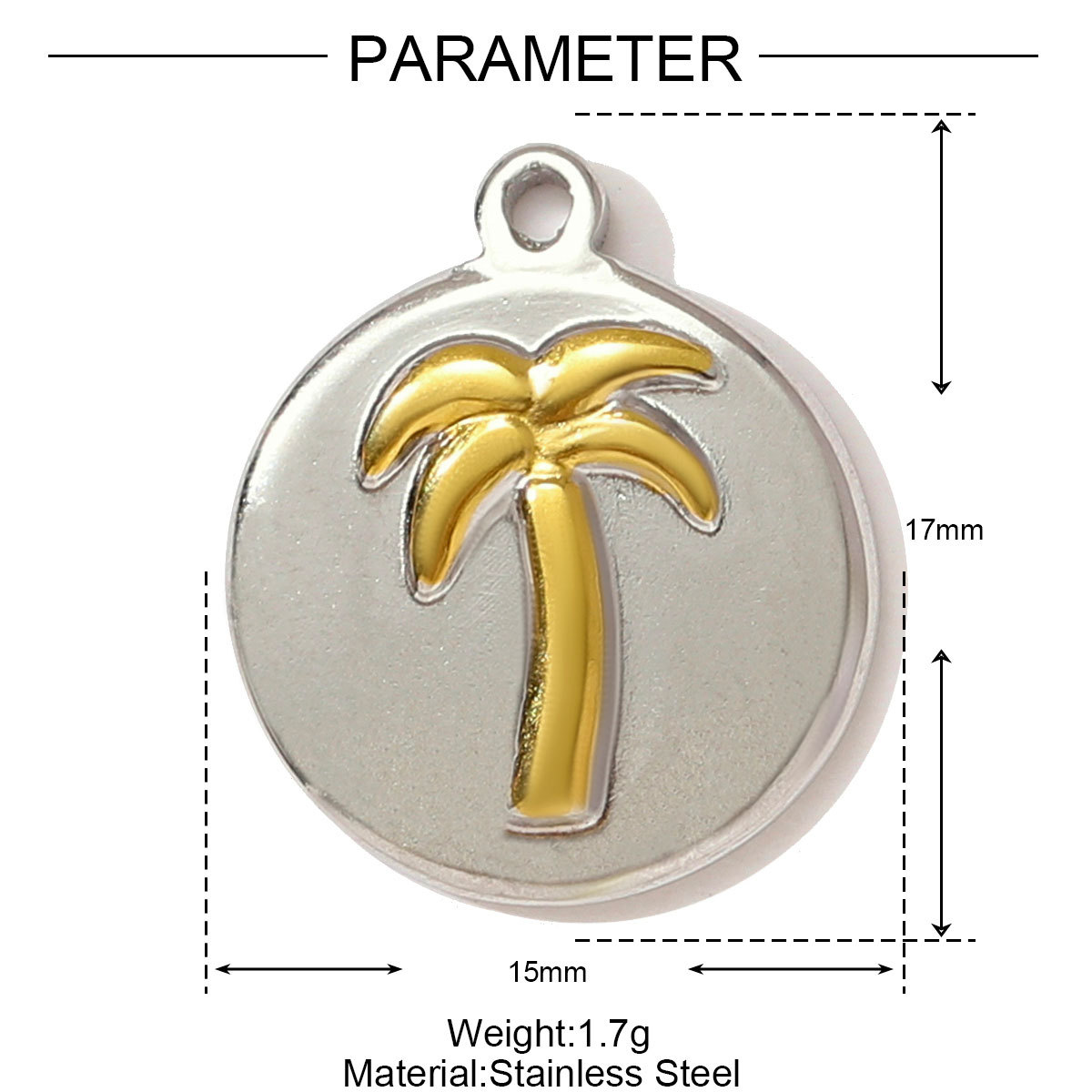 6pcs/pack Stainless Steel Two Tone Sun Plam Tree Beetle Necklace Pendant Strawberry Clover DIY Charm Women Starfish Heart Jewelry