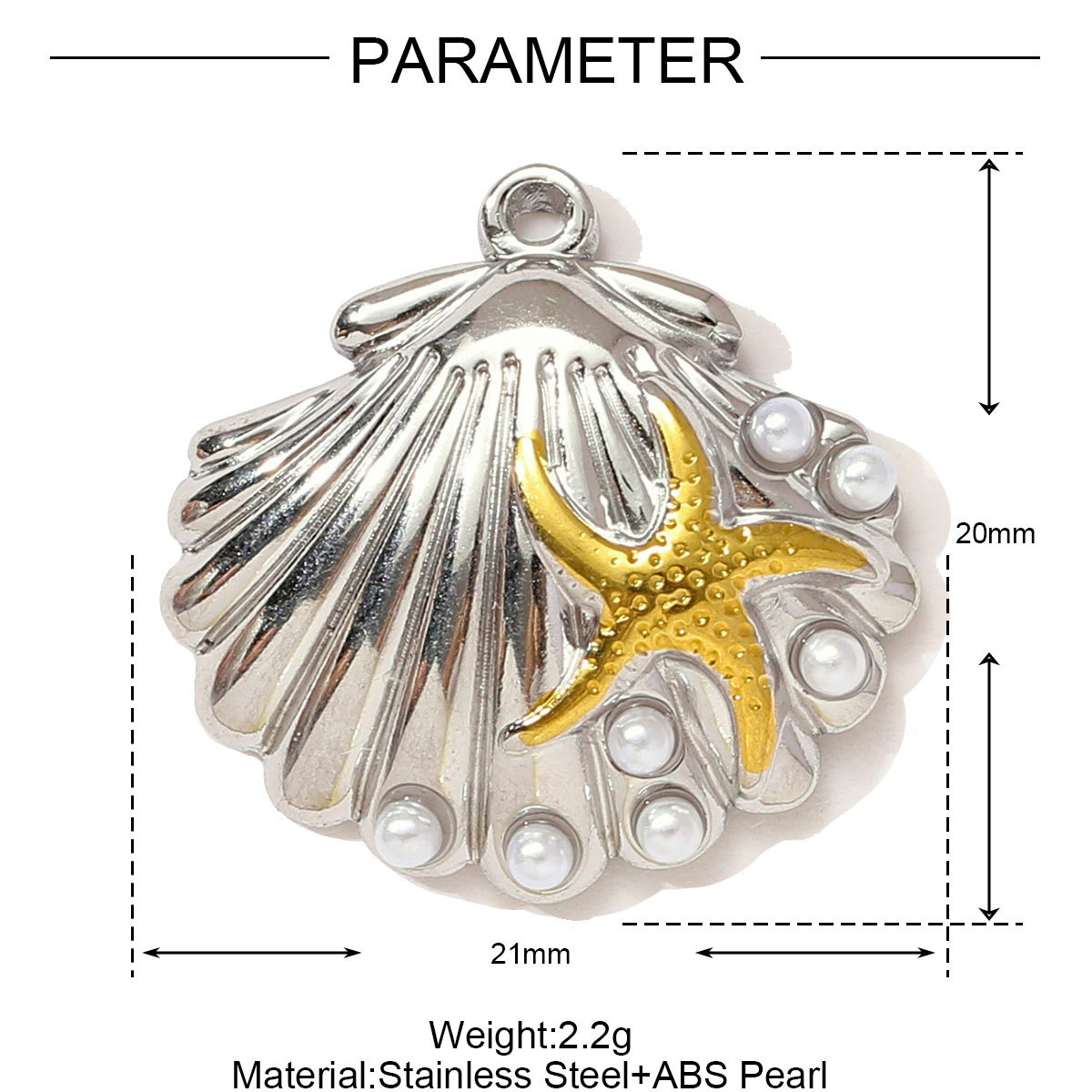 6pcs/pack Stainless Steel Two Tone Crescent Sun Hand Necklace Pendant Holy Mother Son DIY Charm Women Seahorse Shell Jewelry