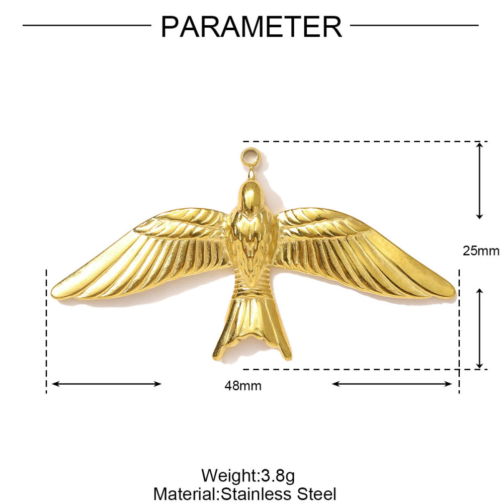 6pcs/pack Stainless Steel Angel Love Heart Necklace Pendant Two Tine Eagle Butterfly Conch DIY Charm Women Fish Tail Jewelry