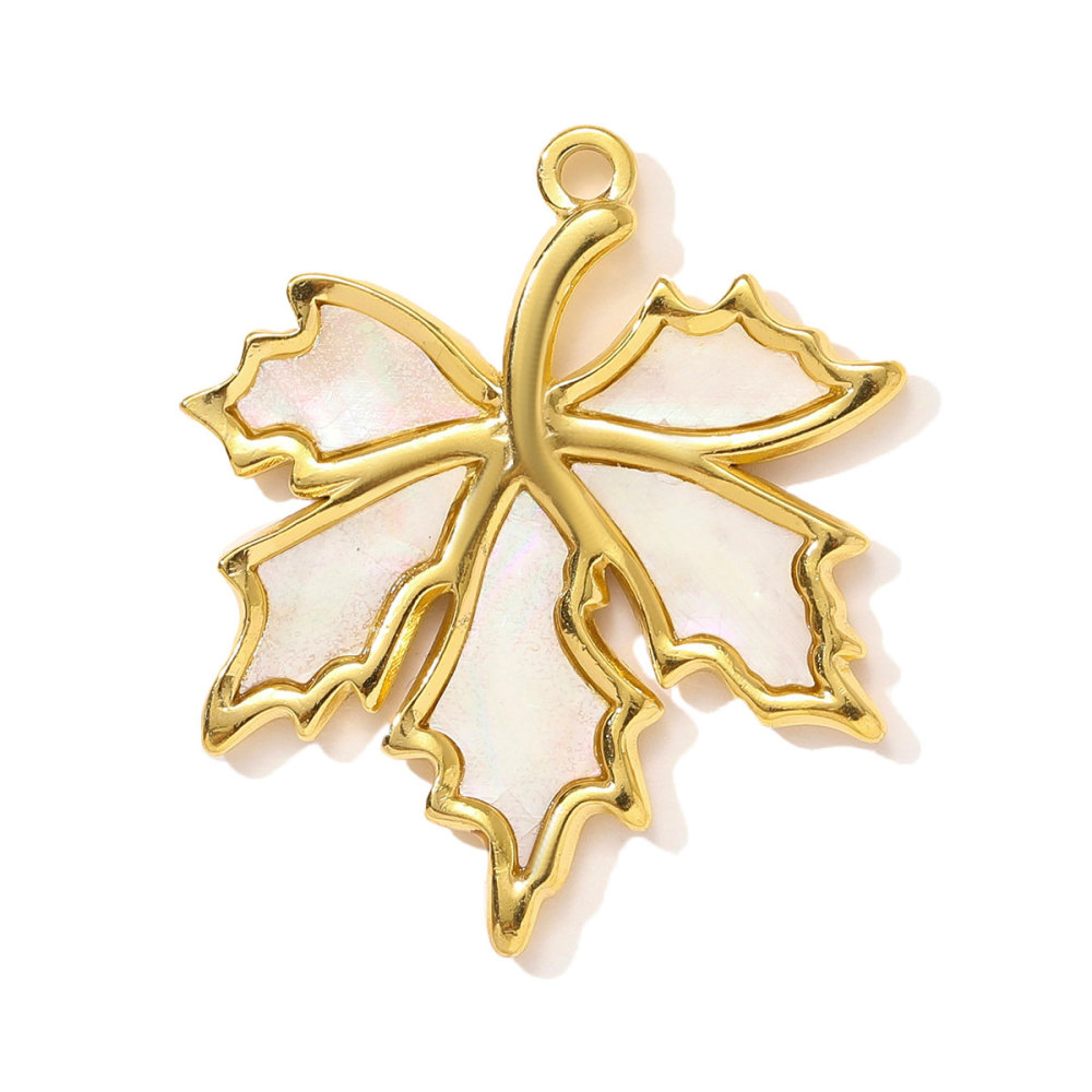 6pcs/pack French Stainless Steel Rhinestone Starfish Necklace Pendant Sea Snake Fish DIY Earring Charm Women Maple Leaf Jewelry