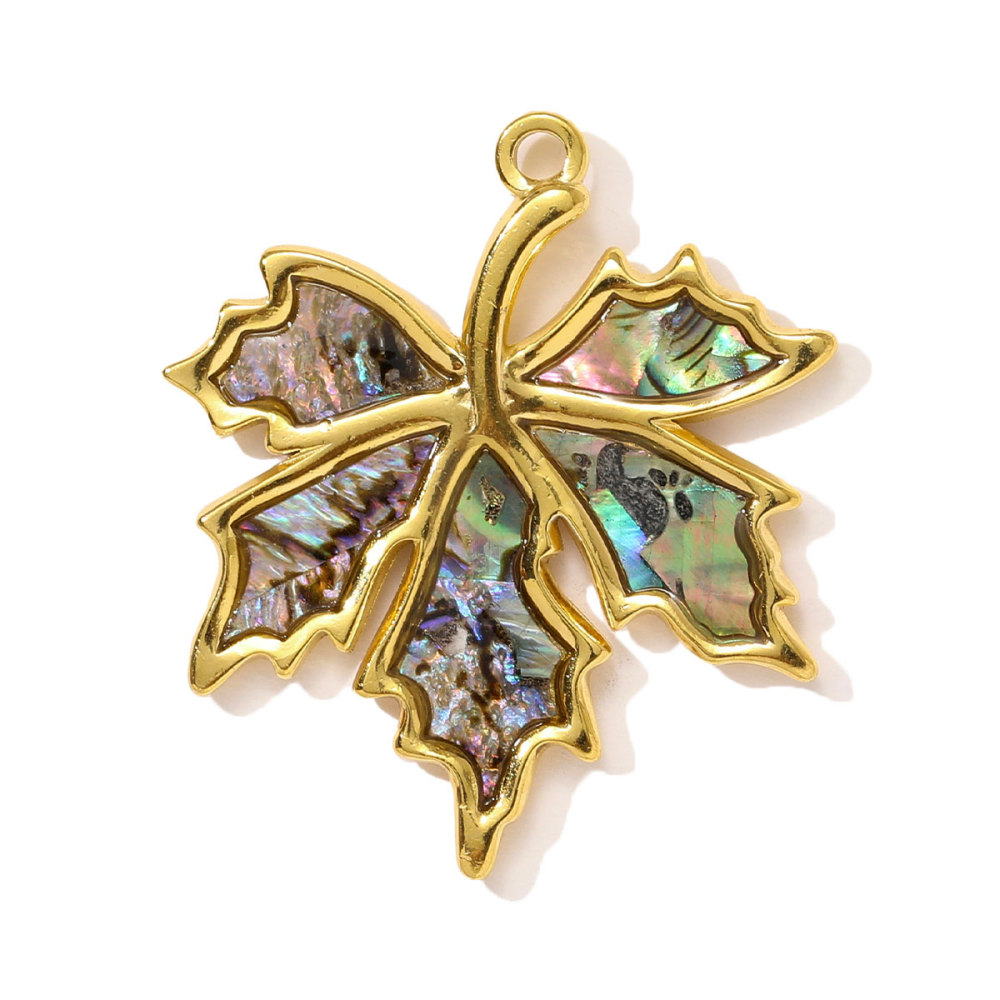 6pcs/pack French Stainless Steel Rhinestone Starfish Necklace Pendant Sea Snake Fish DIY Earring Charm Women Maple Leaf Jewelry