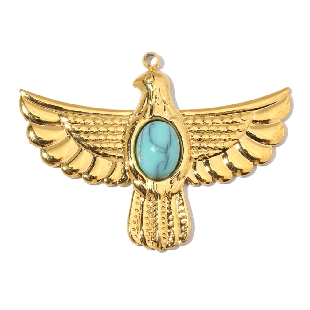 6pcs/pack French Eagle Natural Stone Stainless Steel Diy Charms Women Flower Necklace Pendant Shell Oval Jewelry