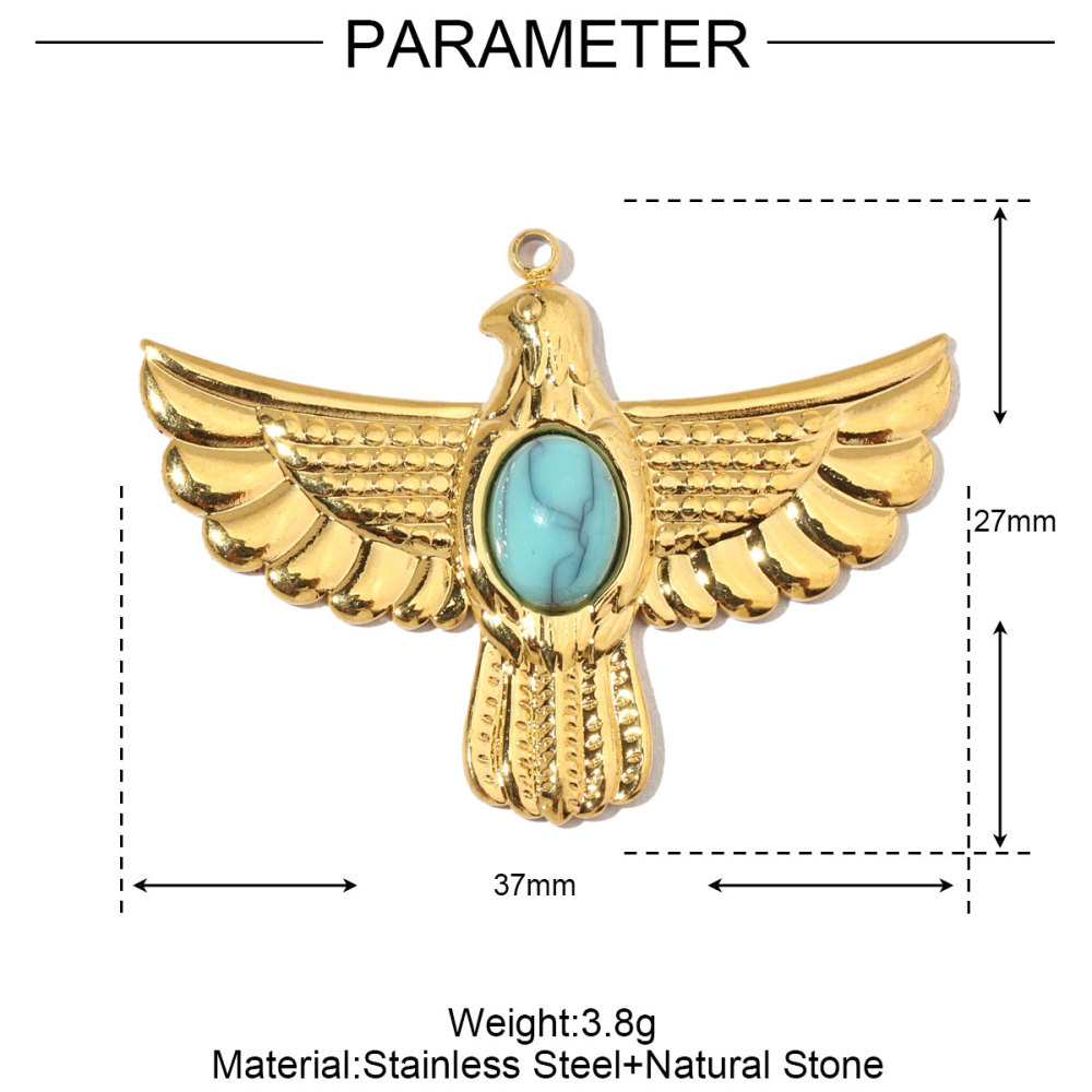 6pcs/pack French Eagle Natural Stone Stainless Steel Diy Charms Women Flower Necklace Pendant Shell Oval Jewelry