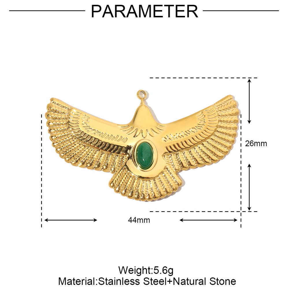 6pcs/pack French Eagle Natural Stone Stainless Steel Diy Charms Women Flower Necklace Pendant Shell Oval Jewelry