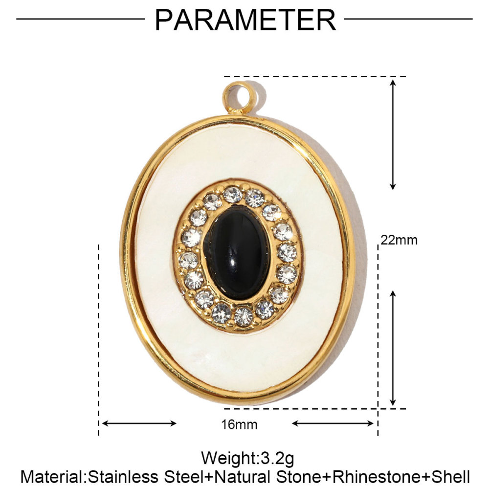 6pcs/pack French Eagle Natural Stone Stainless Steel Diy Charms Women Flower Necklace Pendant Shell Oval Jewelry