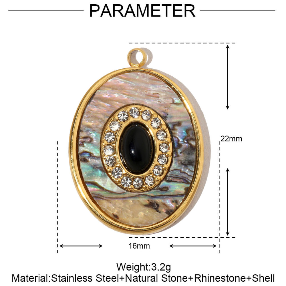 6pcs/pack French Eagle Natural Stone Stainless Steel Diy Charms Women Flower Necklace Pendant Shell Oval Jewelry
