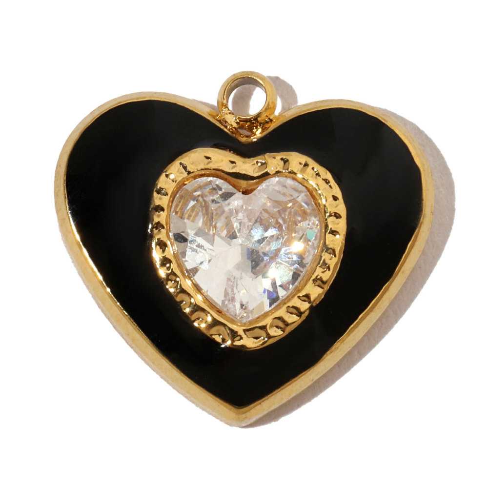 6pcs/pack French Crystal Bear Paw Stainless Steel Bracelet Charms Women Enamel Heart Necklace Pendant Love Lock Jewelry