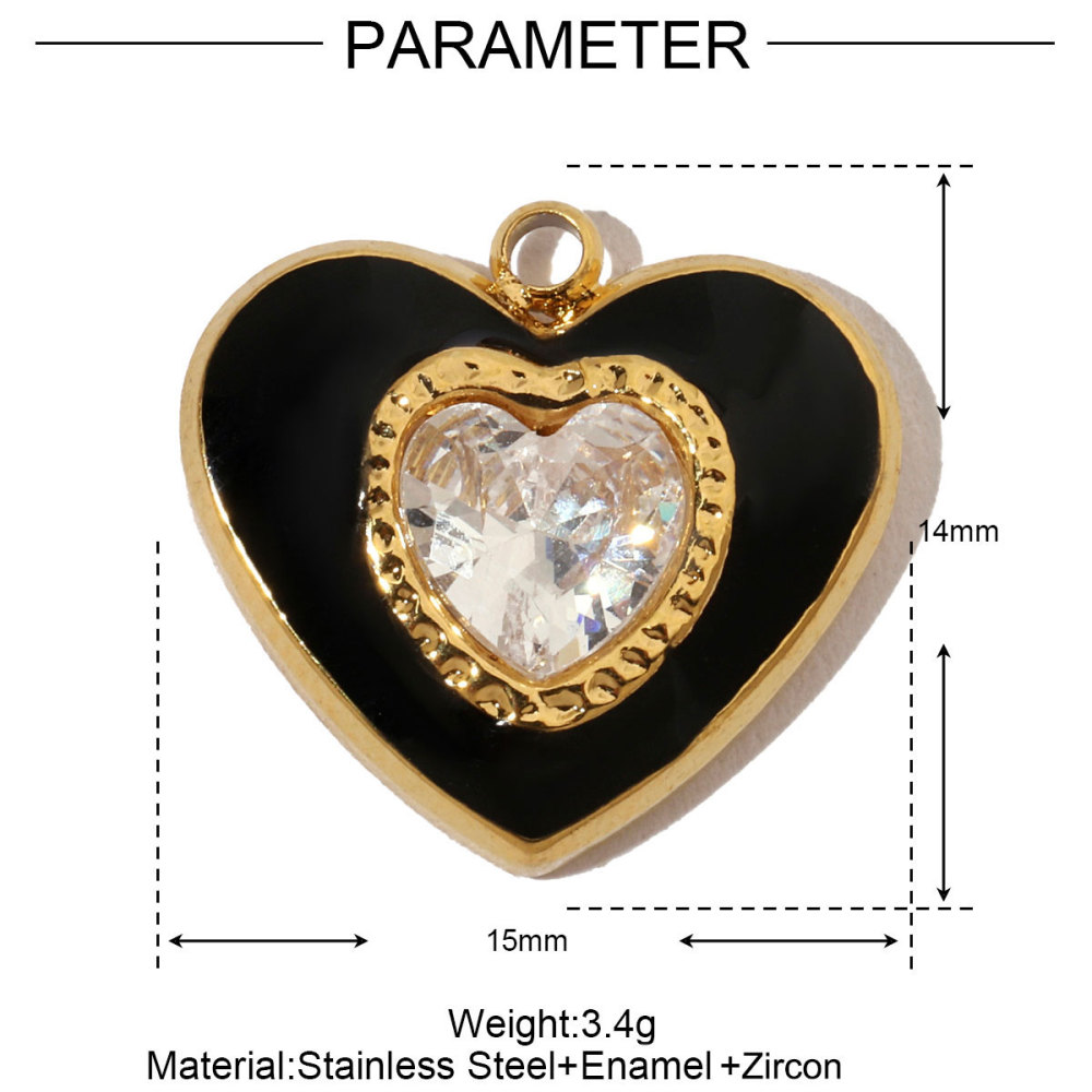 6pcs/pack French Crystal Bear Paw Stainless Steel Bracelet Charms Women Enamel Heart Necklace Pendant Love Lock Jewelry