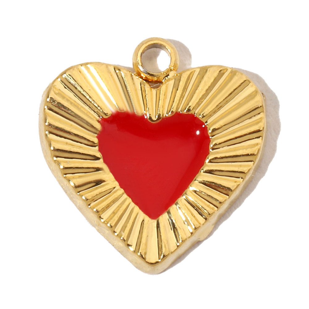 6pcs/pack French Crystal Bear Paw Stainless Steel Bracelet Charms Women Enamel Heart Necklace Pendant Love Lock Jewelry