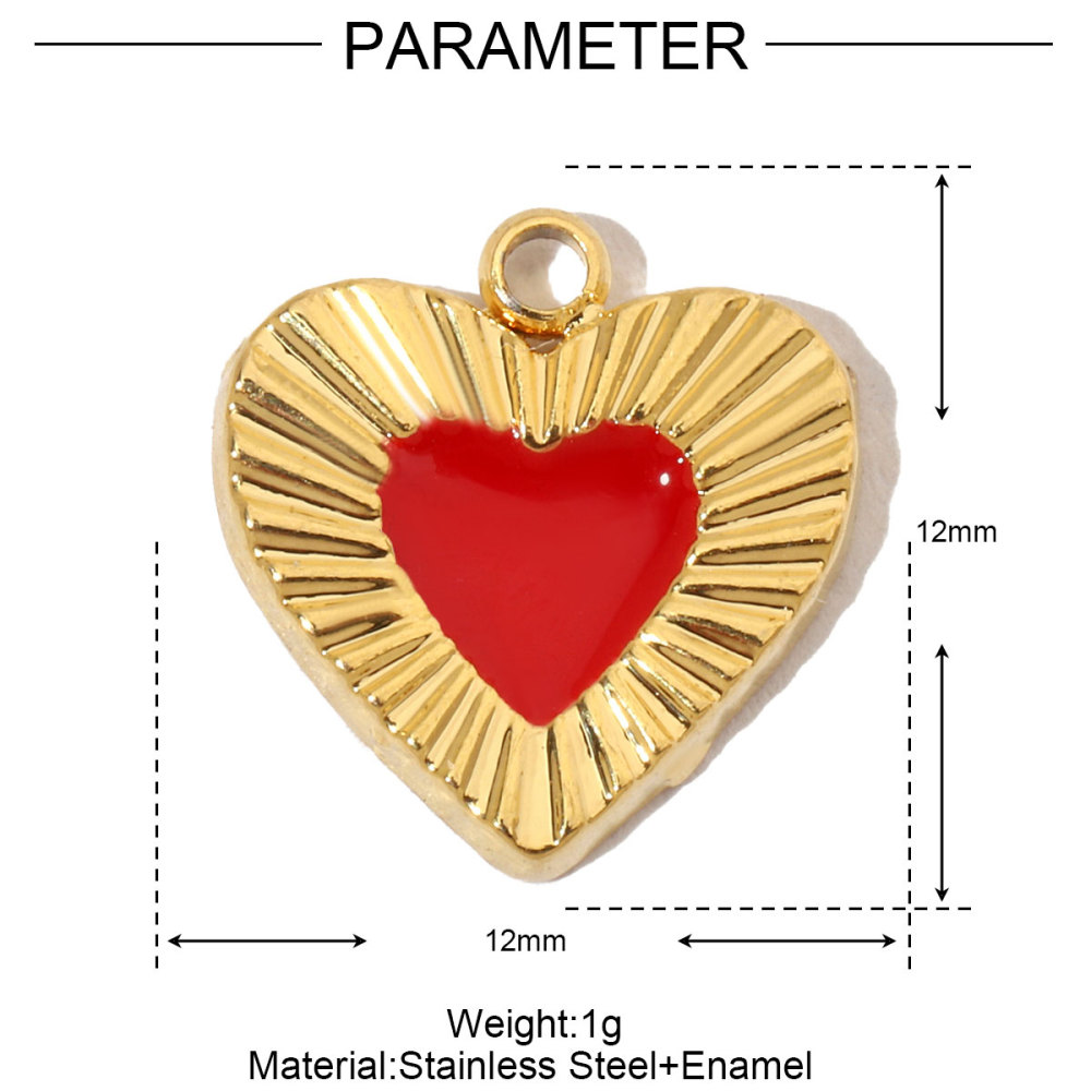 6pcs/pack French Crystal Bear Paw Stainless Steel Bracelet Charms Women Enamel Heart Necklace Pendant Love Lock Jewelry