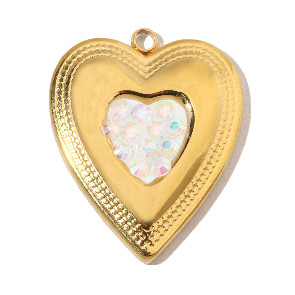 6pcs/pack French Crystal Bear Paw Stainless Steel Bracelet Charms Women Enamel Heart Necklace Pendant Love Lock Jewelry