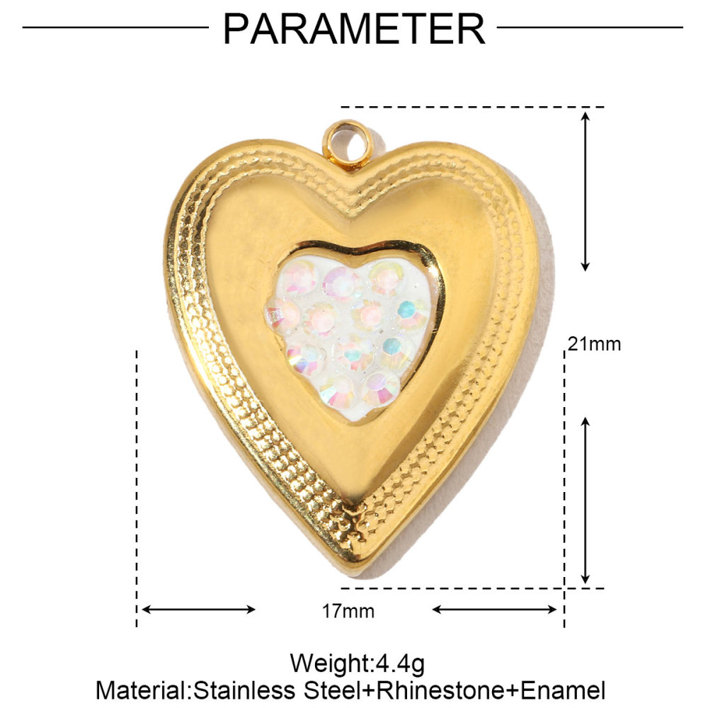 6pcs/pack French Crystal Bear Paw Stainless Steel Bracelet Charms Women Enamel Heart Necklace Pendant Love Lock Jewelry