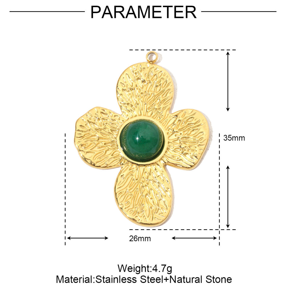 6pcs/pack French Natural Stone Heart Flower Stainless Steel Diy Charms Women Pearl Coral Earrings Pendant Clover Jewelry