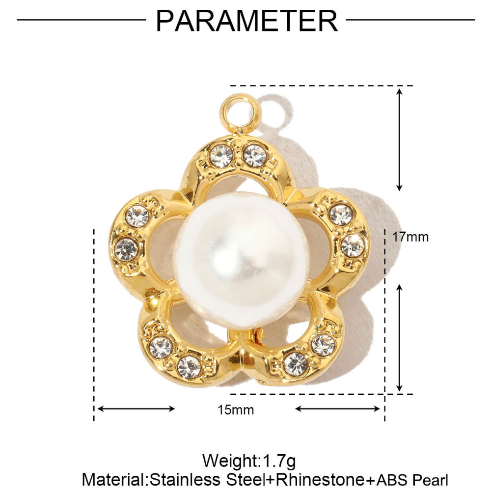 6pcs/pack French Natural Stone Heart Flower Stainless Steel Diy Charms Women Pearl Coral Earrings Pendant Clover Jewelry