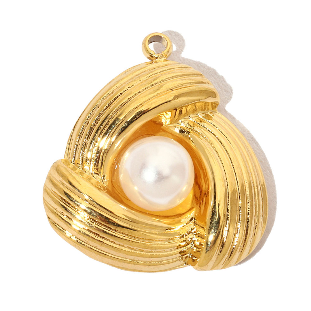 6pcs/pack French Natural Stone Heart Flower Stainless Steel Diy Charms Women Pearl Coral Earrings Pendant Clover Jewelry