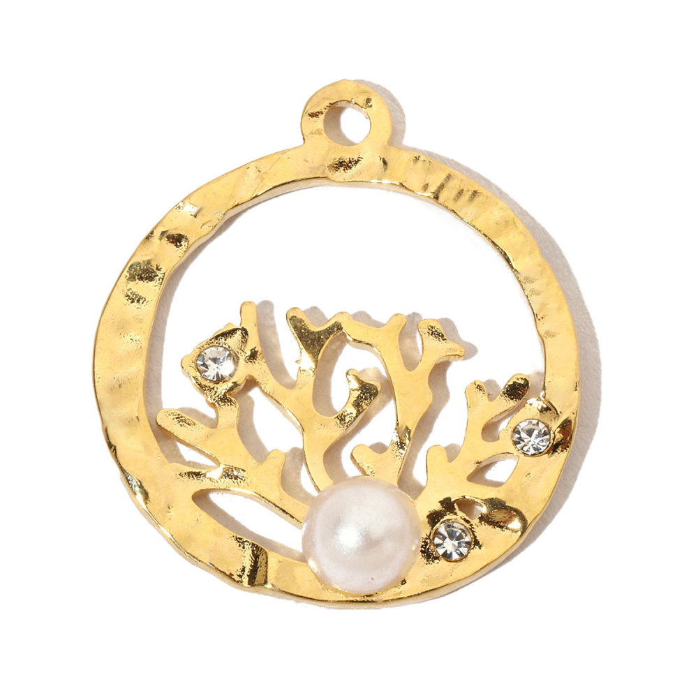 6pcs/pack French Natural Stone Heart Flower Stainless Steel Diy Charms Women Pearl Coral Earrings Pendant Clover Jewelry