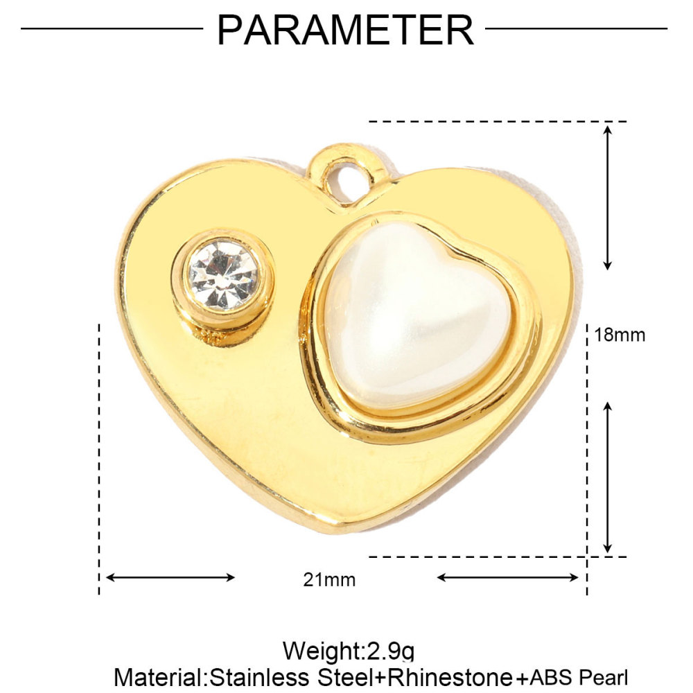 6pcs/pack French Natural Stone Heart Flower Stainless Steel Diy Charms Women Pearl Coral Earrings Pendant Clover Jewelry