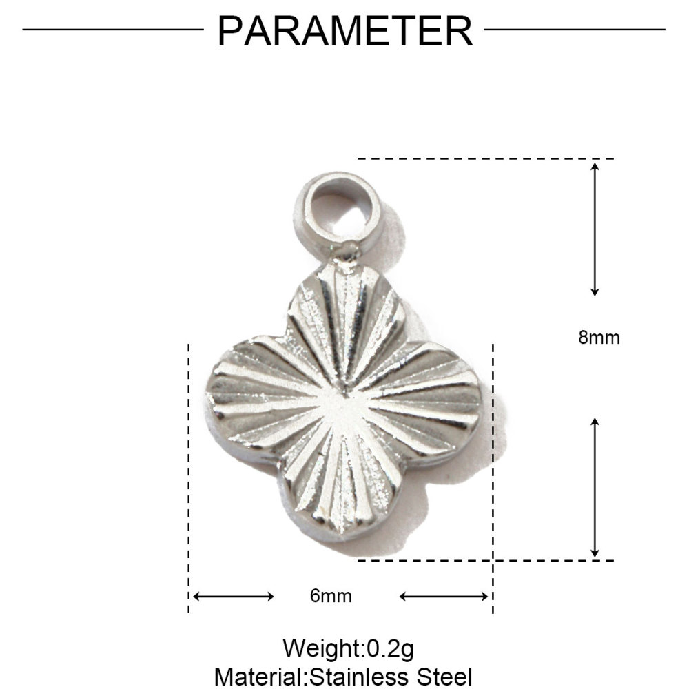 6pcs/pack French Clover Cross Stainless Steel Bracelet Diy Charms Women Love Heart Necklace Pendant Wholesale Banana Jewelry