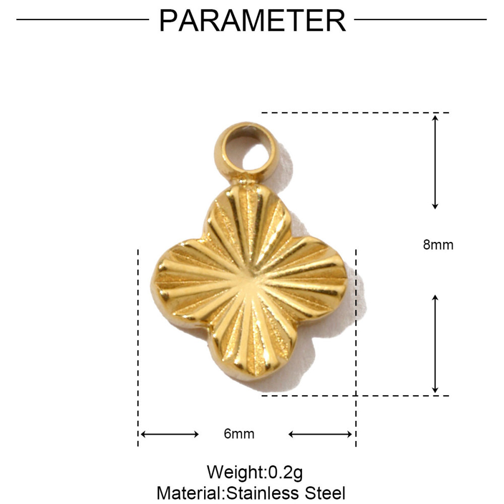 6pcs/pack French Clover Cross Stainless Steel Bracelet Diy Charms Women Love Heart Necklace Pendant Wholesale Banana Jewelry