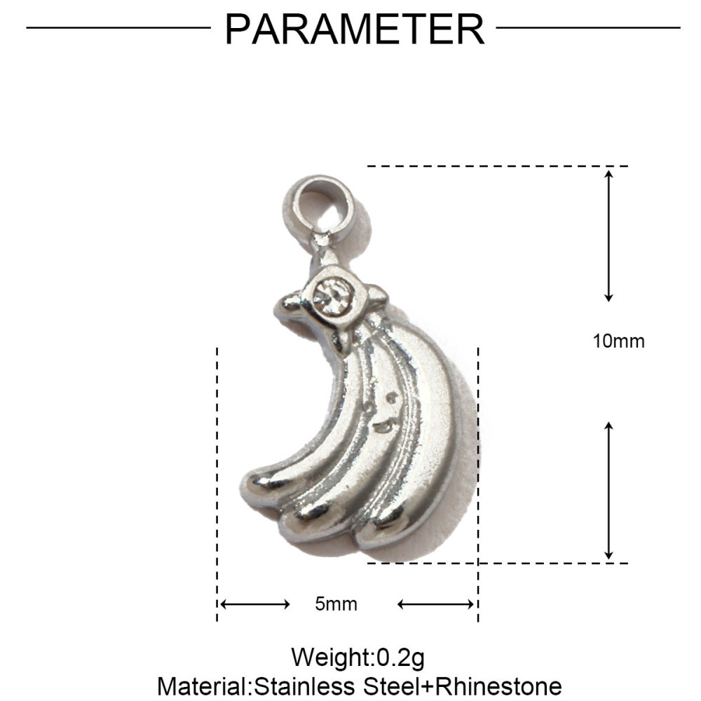 6pcs/pack French Clover Cross Stainless Steel Bracelet Diy Charms Women Love Heart Necklace Pendant Wholesale Banana Jewelry