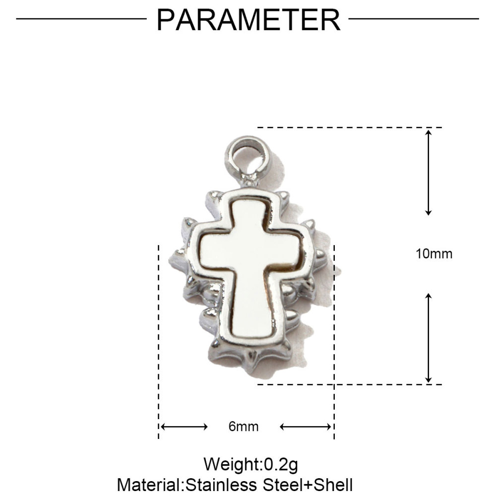 6pcs/pack French Clover Cross Stainless Steel Bracelet Diy Charms Women Love Heart Necklace Pendant Wholesale Banana Jewelry