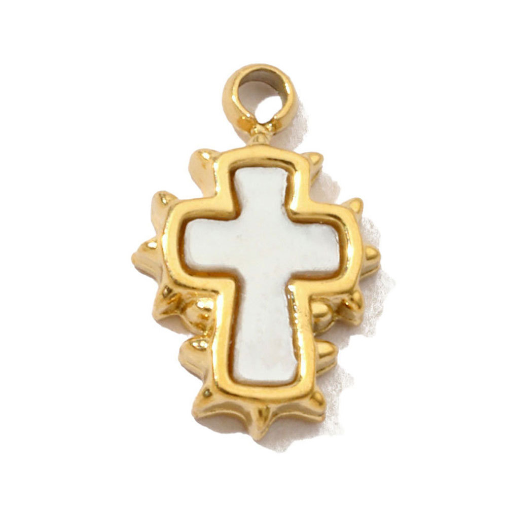 6pcs/pack French Clover Cross Stainless Steel Bracelet Diy Charms Women Love Heart Necklace Pendant Wholesale Banana Jewelry