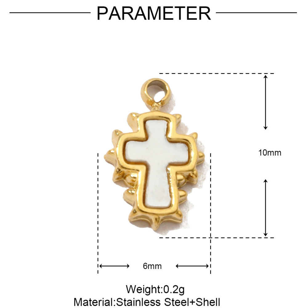 6pcs/pack French Clover Cross Stainless Steel Bracelet Diy Charms Women Love Heart Necklace Pendant Wholesale Banana Jewelry