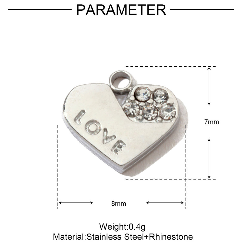 6pcs/pack French Clover Cross Stainless Steel Bracelet Diy Charms Women Love Heart Necklace Pendant Wholesale Banana Jewelry