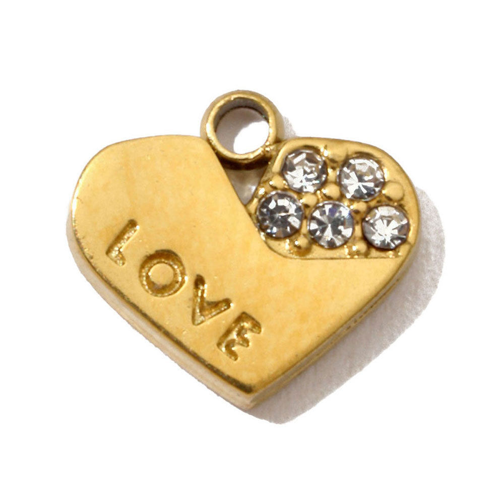 6pcs/pack French Clover Cross Stainless Steel Bracelet Diy Charms Women Love Heart Necklace Pendant Wholesale Banana Jewelry