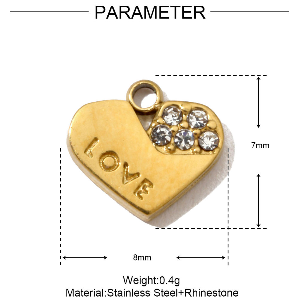 6pcs/pack French Clover Cross Stainless Steel Bracelet Diy Charms Women Love Heart Necklace Pendant Wholesale Banana Jewelry