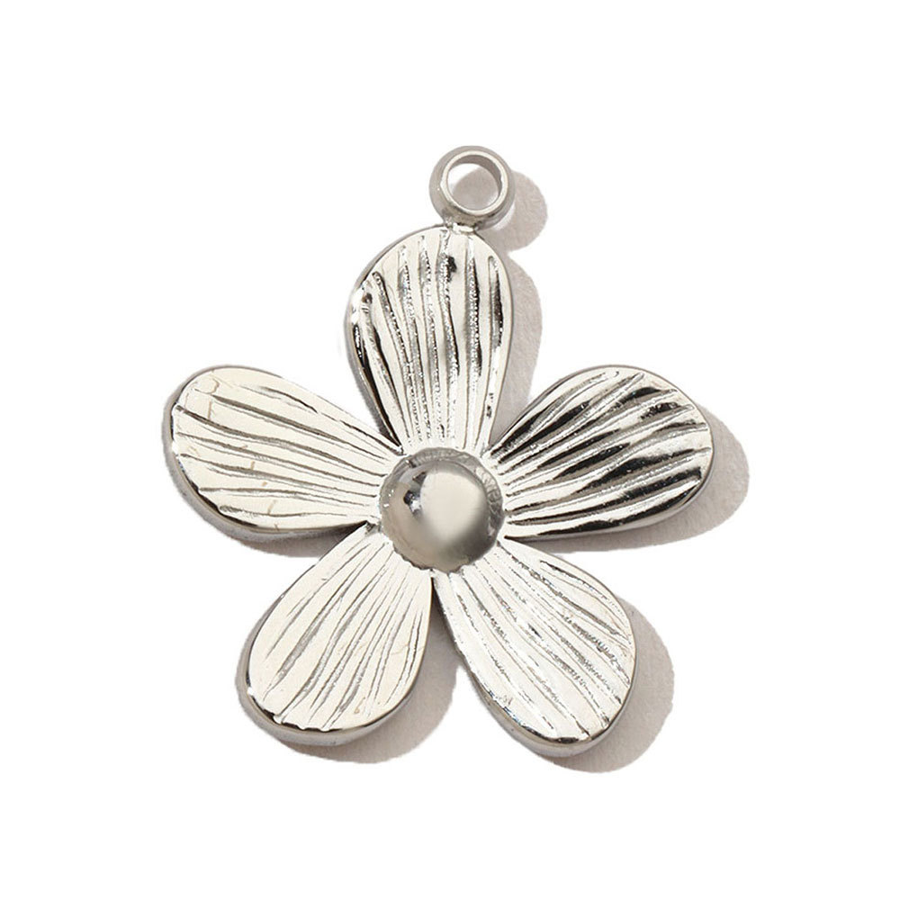 6pcs/pack French Eye Flower Stainless Steel Diy Bracelet Charms Women Virgin Mary Necklace Pendant Religious Tag Jewelry