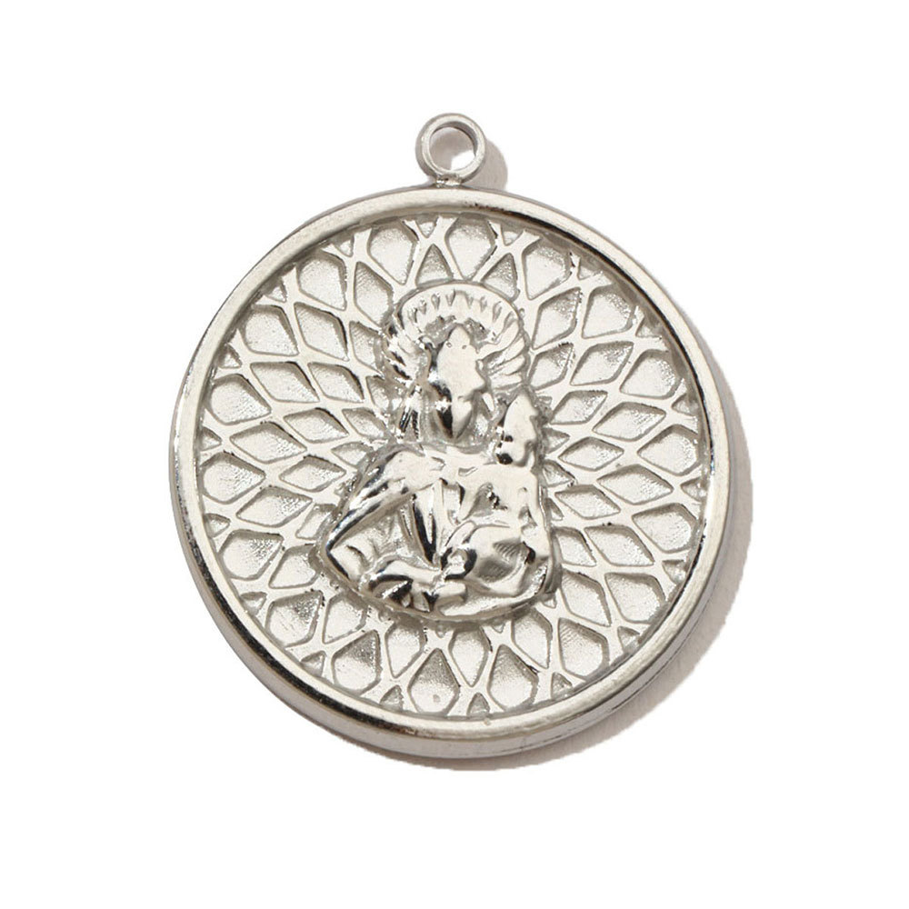 6pcs/pack French Eye Flower Stainless Steel Diy Bracelet Charms Women Virgin Mary Necklace Pendant Religious Tag Jewelry