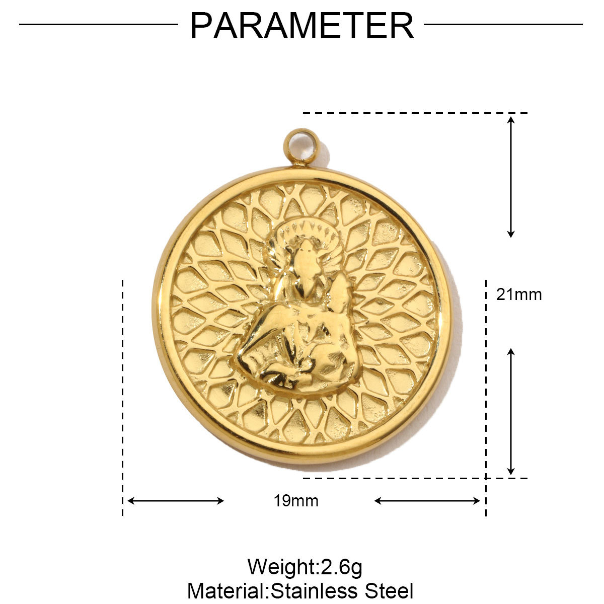 6pcs/pack French Eye Flower Stainless Steel Diy Bracelet Charms Women Virgin Mary Necklace Pendant Religious Tag Jewelry