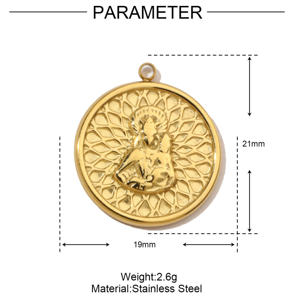 6pcs/pack French Eye Flower Stainless Steel Diy Bracelet Charms Women Virgin Mary Necklace Pendant Religious Tag Jewelry