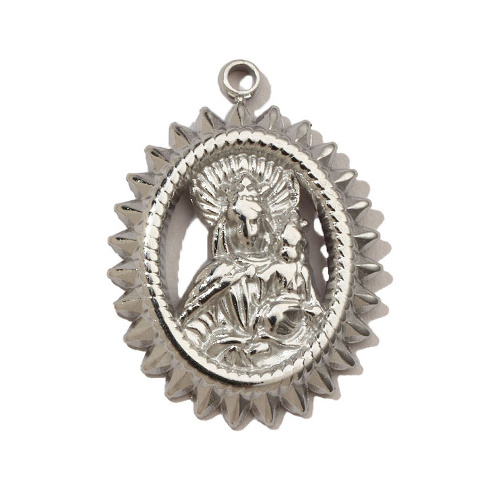 6pcs/pack French Eye Flower Stainless Steel Diy Bracelet Charms Women Virgin Mary Necklace Pendant Religious Tag Jewelry
