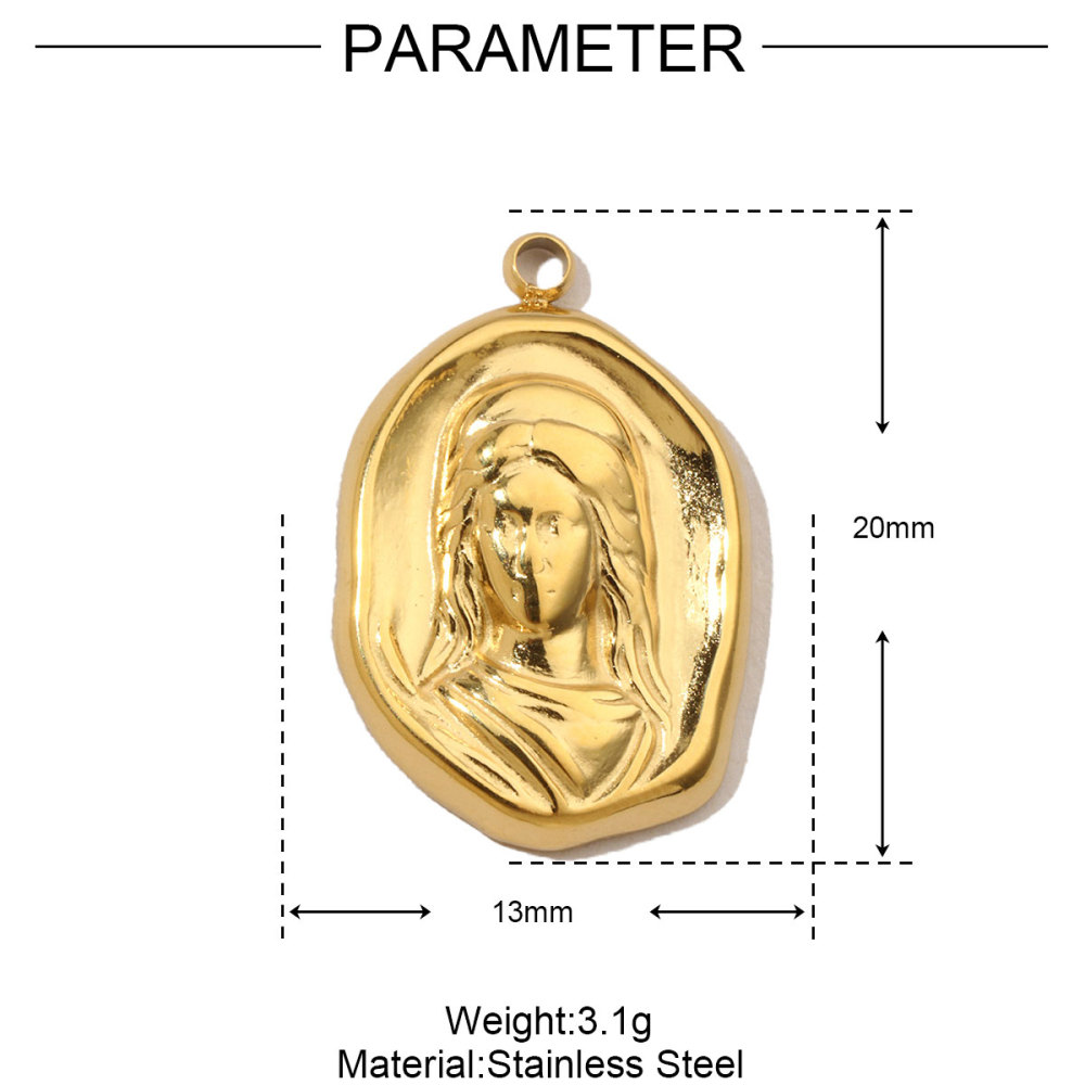 6pcs/pack French Eye Flower Stainless Steel Diy Bracelet Charms Women Virgin Mary Necklace Pendant Religious Tag Jewelry