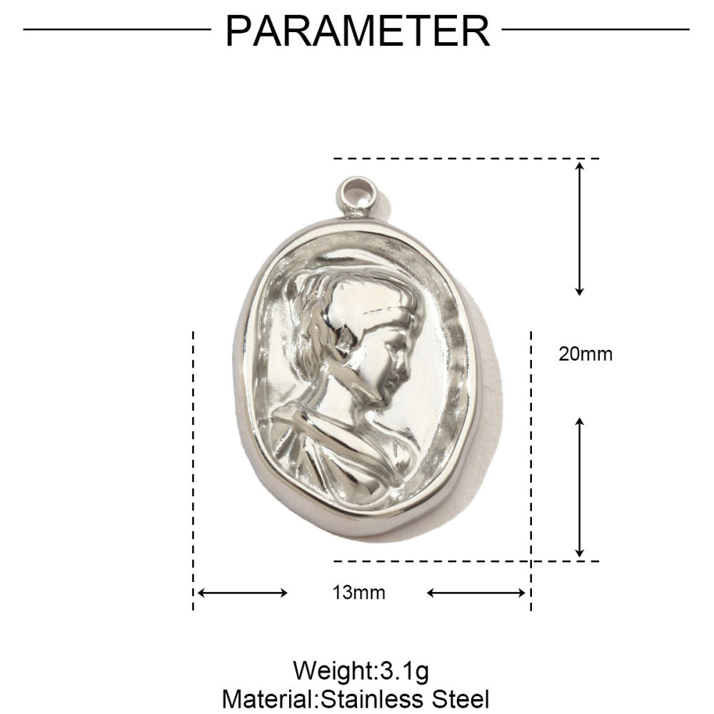 6pcs/pack French Eye Flower Stainless Steel Diy Bracelet Charms Women Virgin Mary Necklace Pendant Religious Tag Jewelry