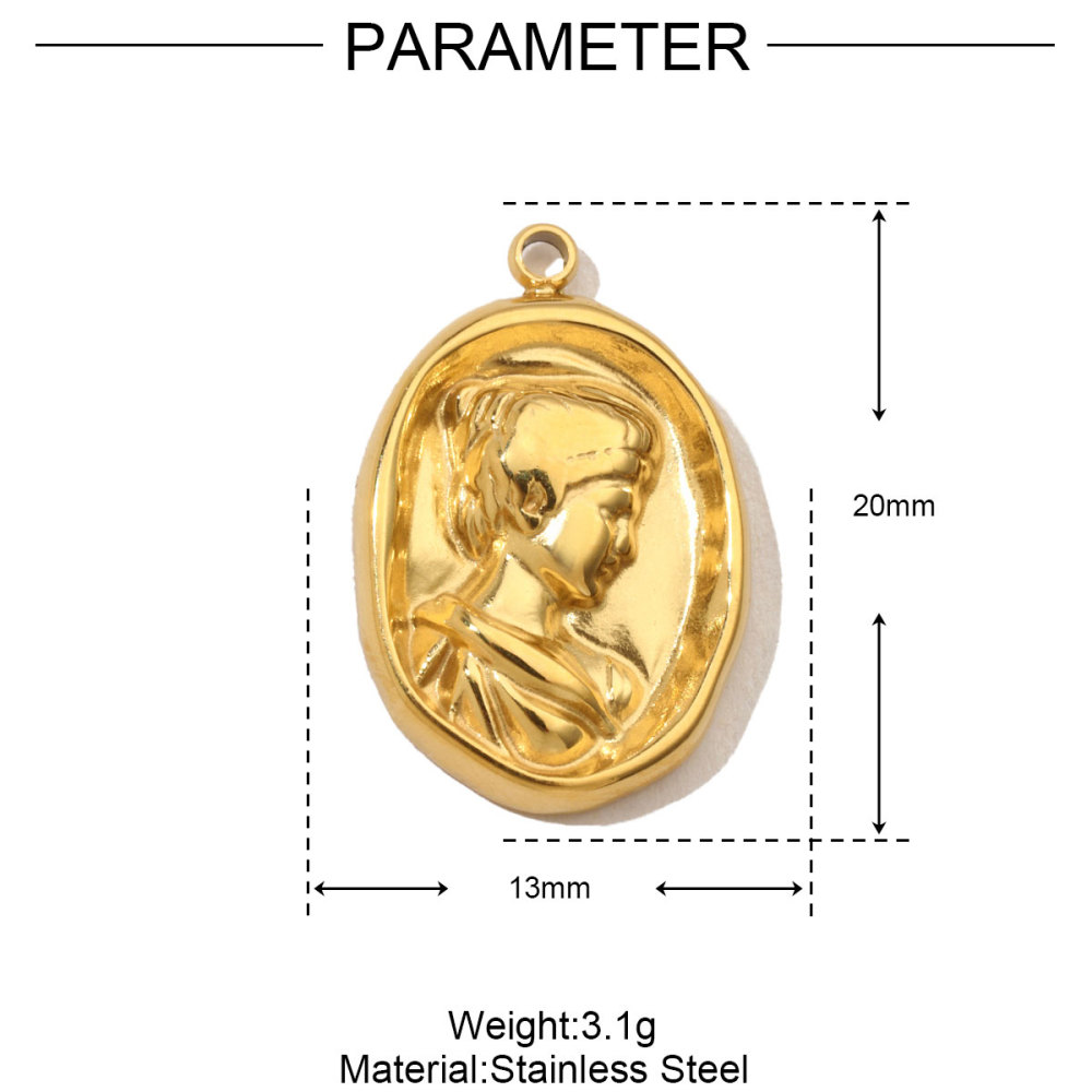 6pcs/pack French Eye Flower Stainless Steel Diy Bracelet Charms Women Virgin Mary Necklace Pendant Religious Tag Jewelry