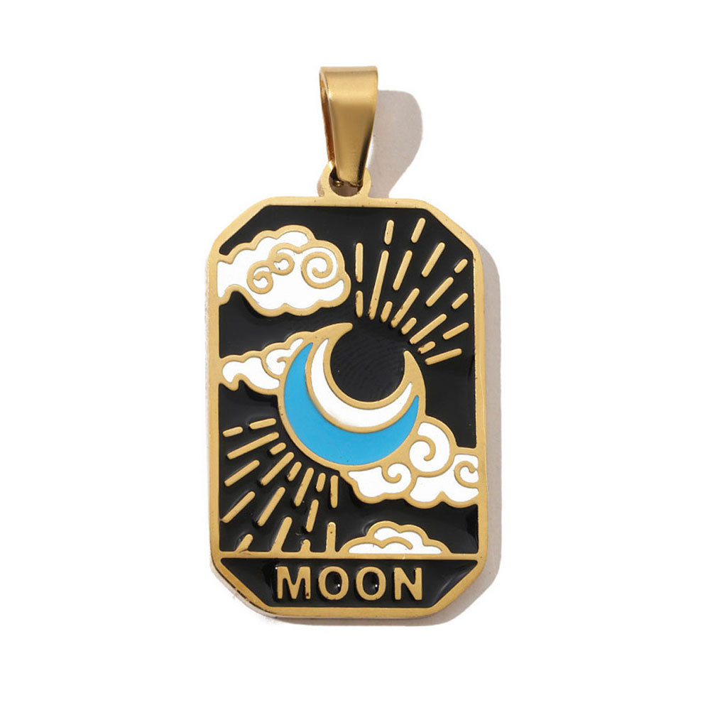 6pcs/pack French Retro 24 Tarot Card Stainless Steel DIY Pendant Enamel Empress Earring DIY Charm Wholesale Star Moon Jewelry