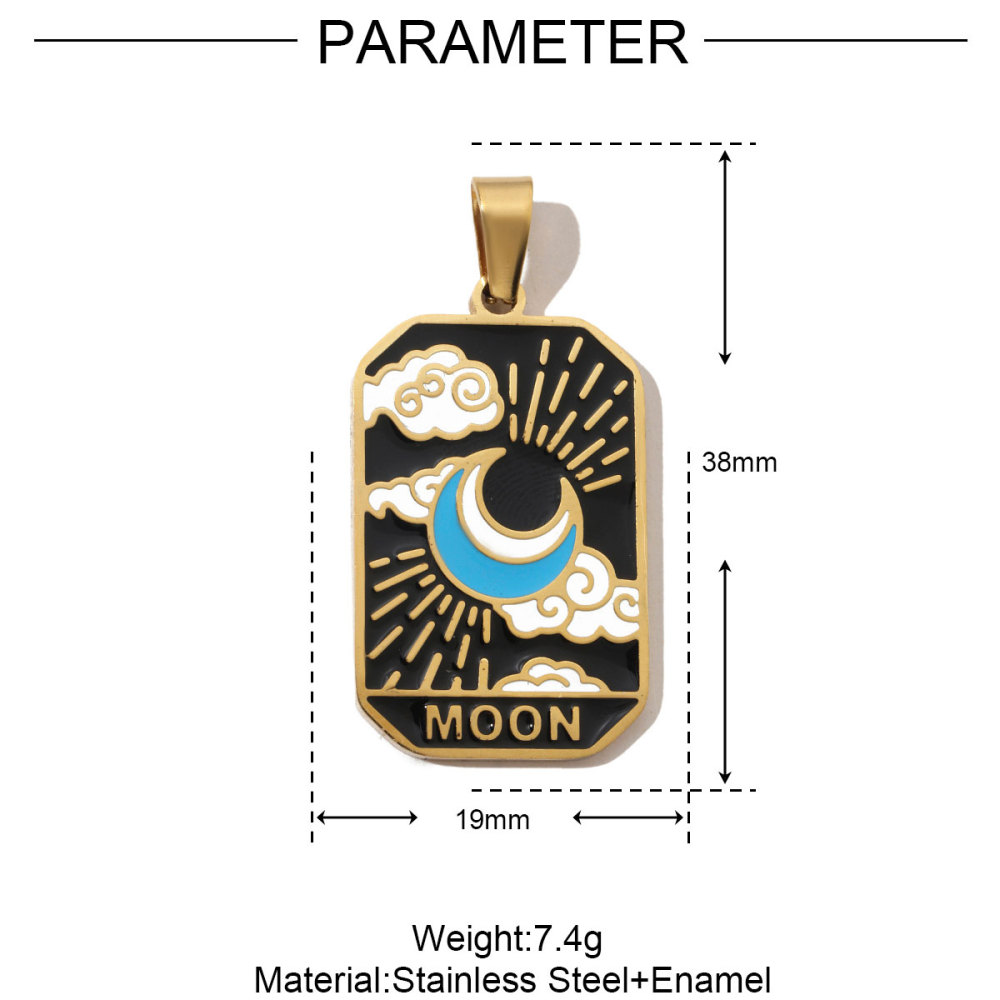 6pcs/pack French Retro 24 Tarot Card Stainless Steel DIY Pendant Enamel Empress Earring DIY Charm Wholesale Star Moon Jewelry