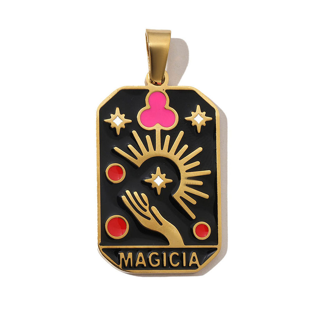 6pcs/pack French Retro 24 Tarot Card Stainless Steel DIY Pendant Enamel Empress Earring DIY Charm Wholesale Star Moon Jewelry