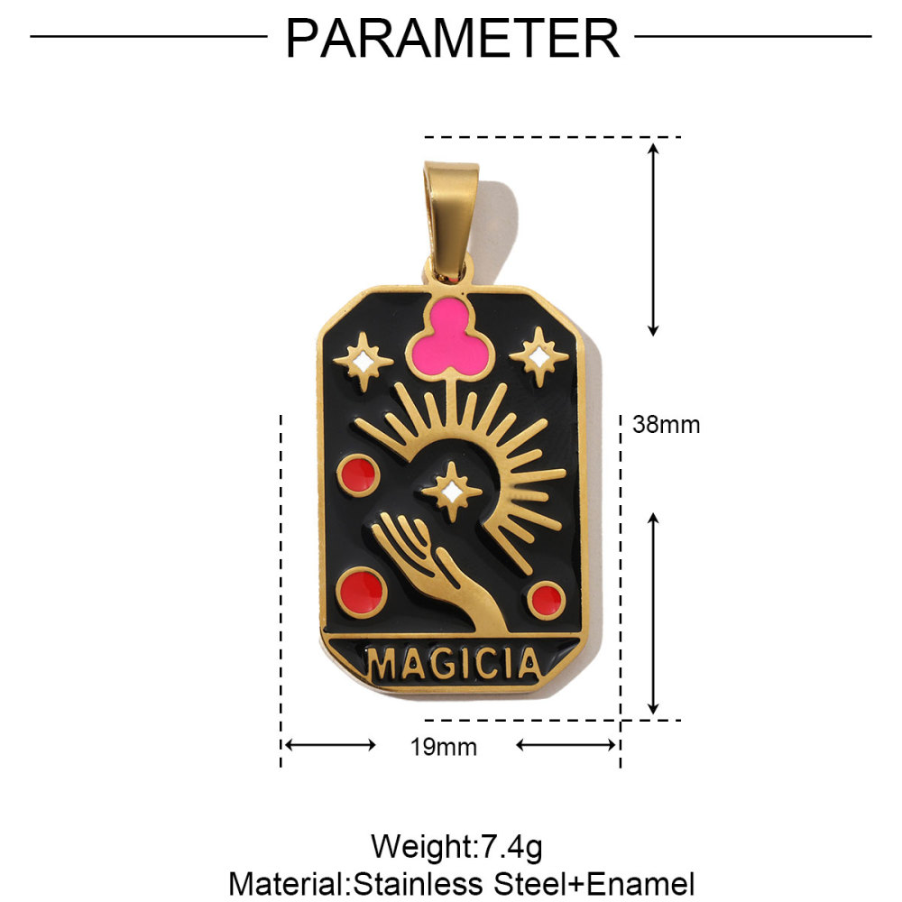 6pcs/pack French Retro 24 Tarot Card Stainless Steel DIY Pendant Enamel Empress Earring DIY Charm Wholesale Star Moon Jewelry