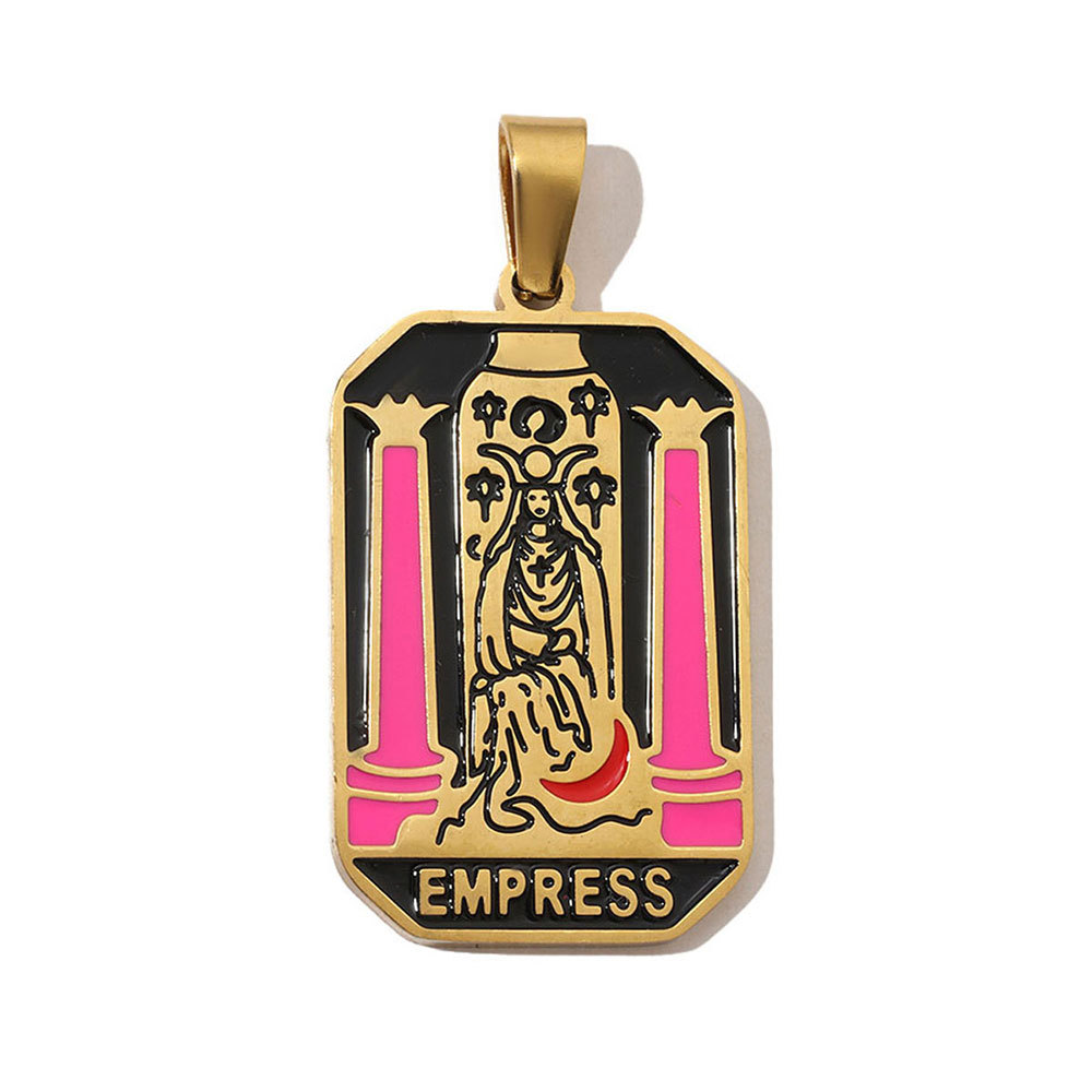 6pcs/pack French Retro 24 Tarot Card Stainless Steel DIY Pendant Enamel Empress Earring DIY Charm Wholesale Star Moon Jewelry