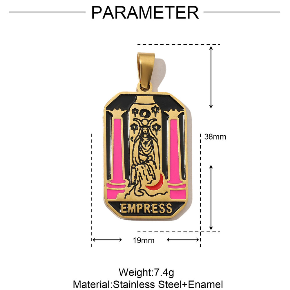 6pcs/pack French Retro 24 Tarot Card Stainless Steel DIY Pendant Enamel Empress Earring DIY Charm Wholesale Star Moon Jewelry