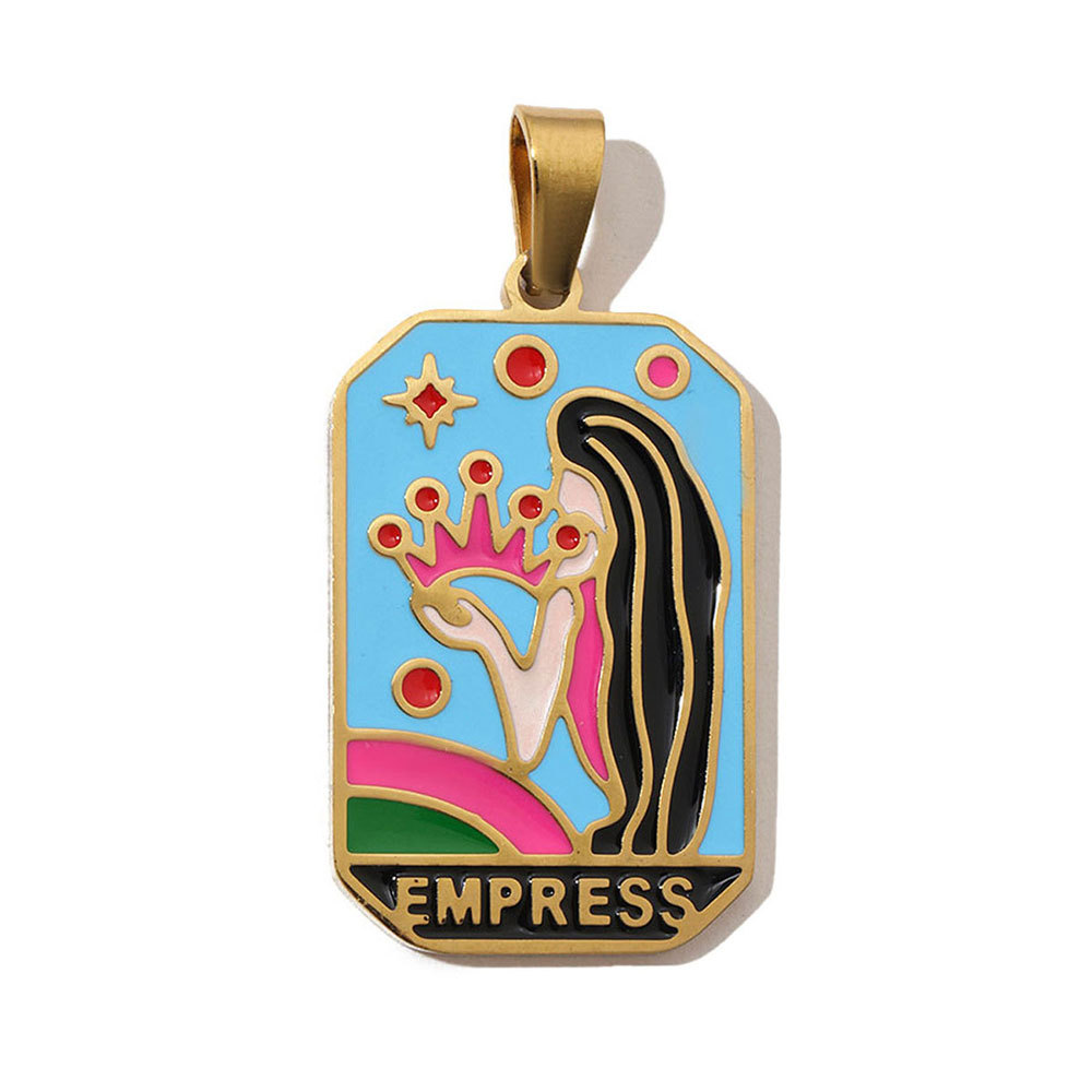 6pcs/pack French Retro 24 Tarot Card Stainless Steel DIY Pendant Enamel Empress Earring DIY Charm Wholesale Star Moon Jewelry