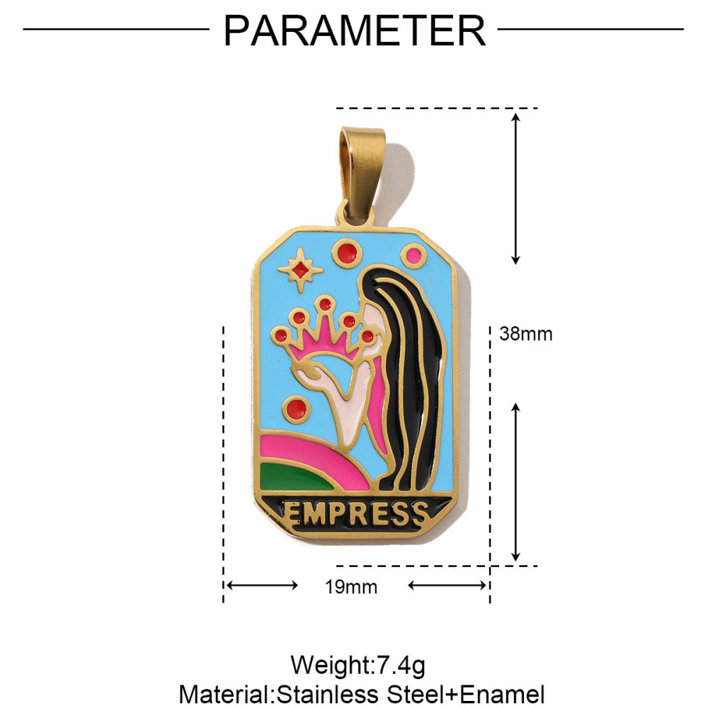 6pcs/pack French Retro 24 Tarot Card Stainless Steel DIY Pendant Enamel Empress Earring DIY Charm Wholesale Star Moon Jewelry